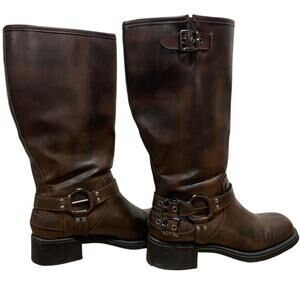 Aminugal Womens Size 9 Brown 1.5" Heels Knee High Boots Round Closed Toe Shoes